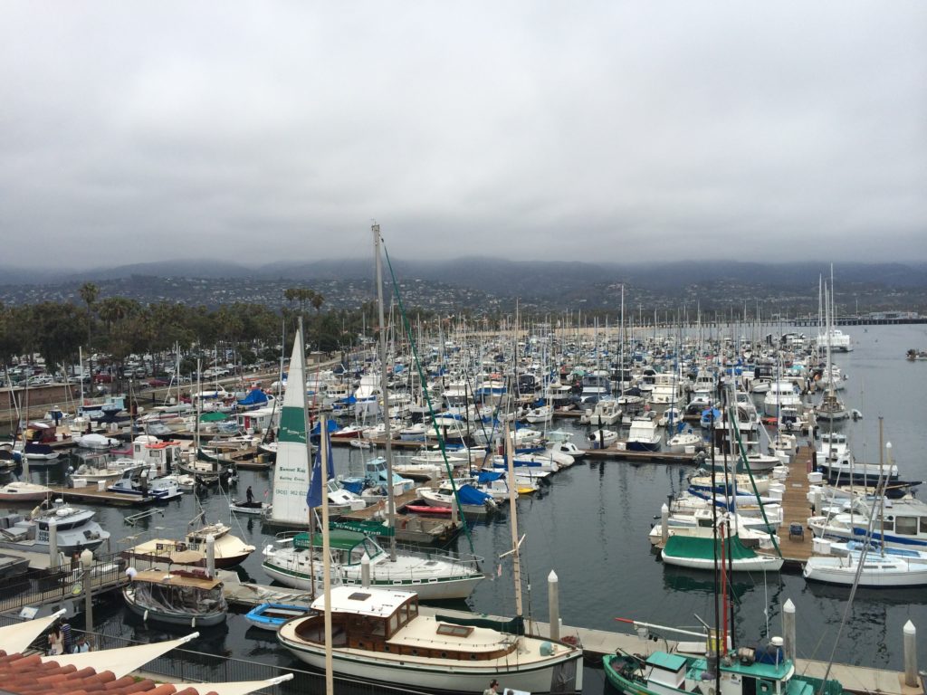 Looking out over Santa Barbara harbour
