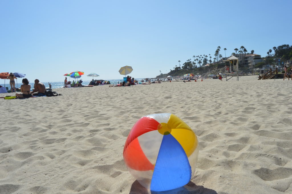 Playing with the beachball on Laguna Beach