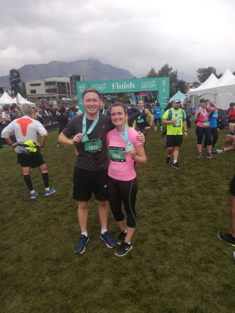 At the finish line of the 2019 Queenstown Marathon