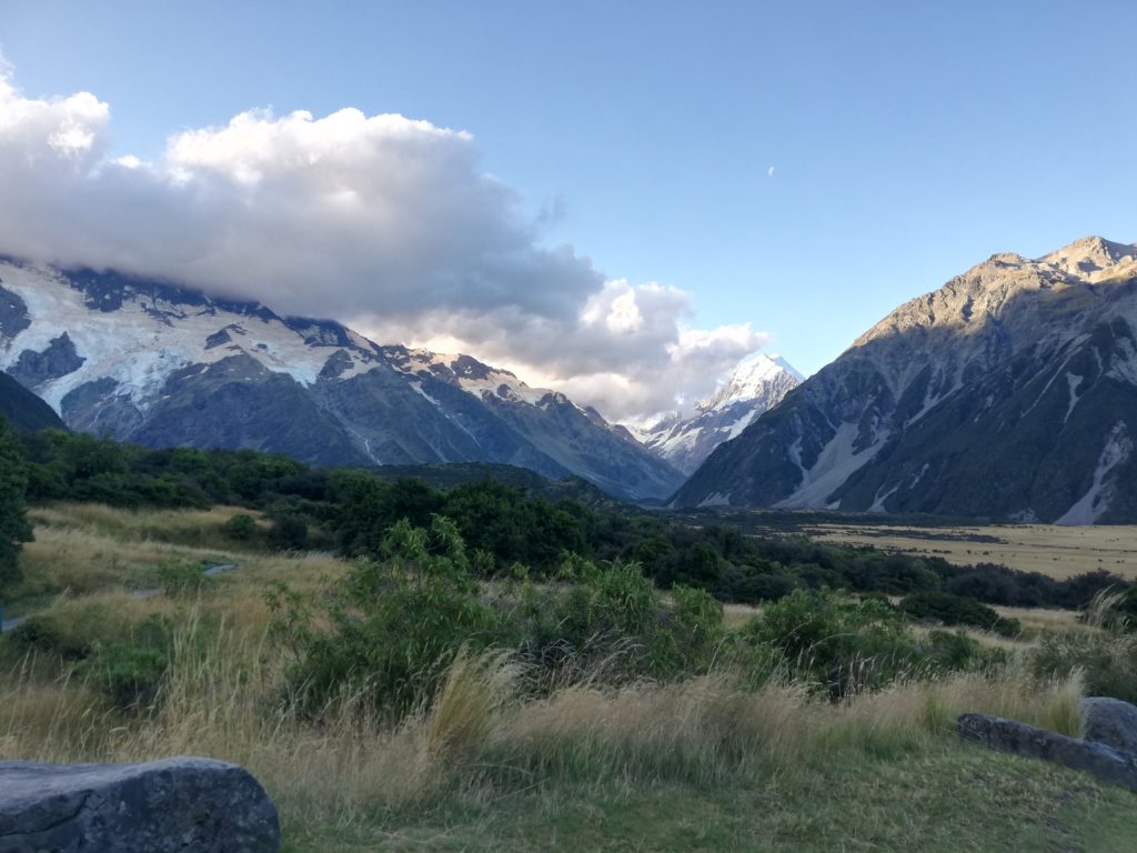 Mount Cook before the clouds came in