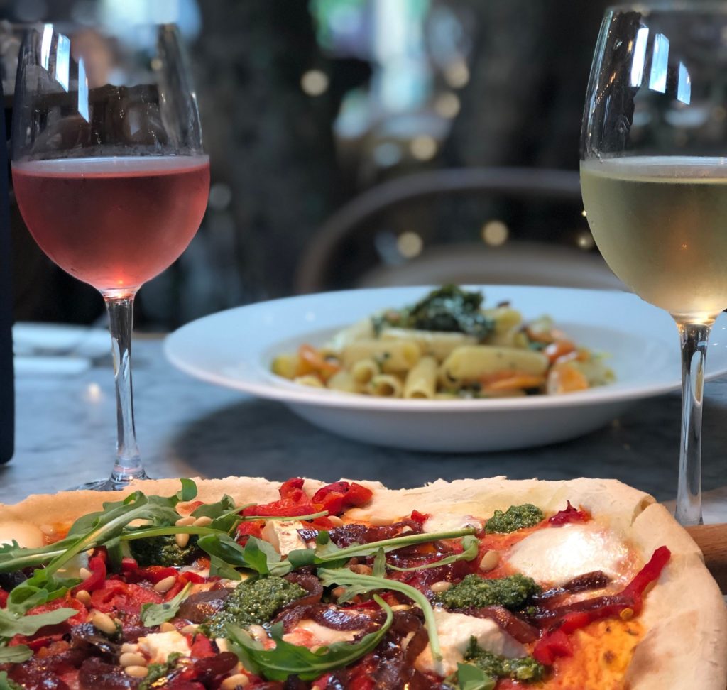 Fresh pizza & pasta with chilled wine - Gusto