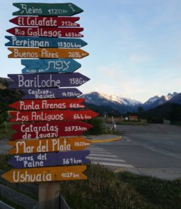 Sign with multiple locations - El Chalten