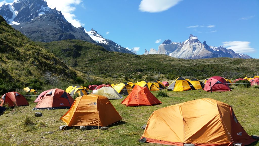 The setup at Paine Grande camp - Torres del Paine