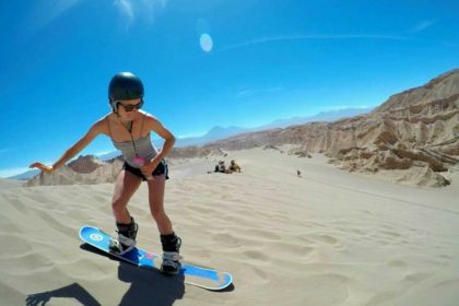 Trying not to fall - Sandboarding in the Atacama Desert