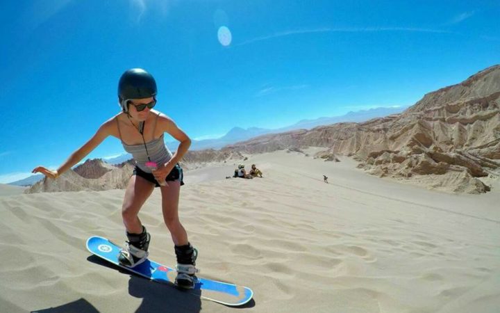 Trying not to fall - Sandboarding in the Atacama Desert