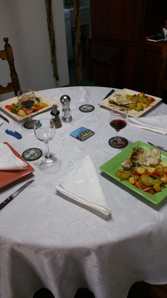 Dinner with our lovely Air BnB host - Ushuaia